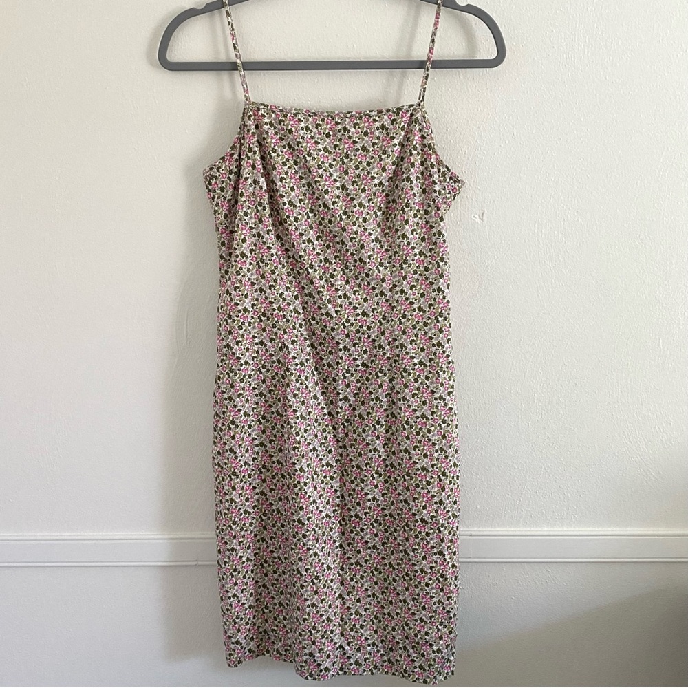 vintage Ann Taylor ditsy micro floral print midi square neck dress